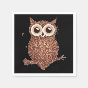 Owl-Geschenk Kaffee Owl Bohnen Kaffee Lover Prem Serviette