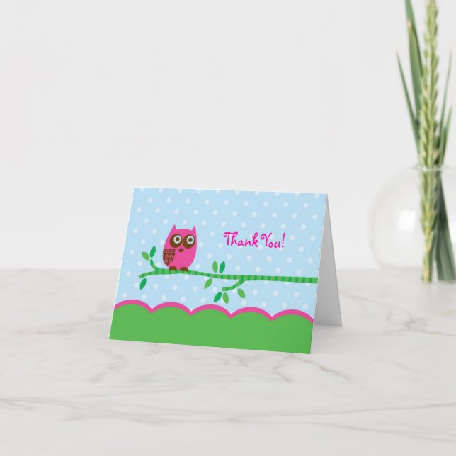 Owl Girl Danke-Card Dankeskarte (Vorderseite)