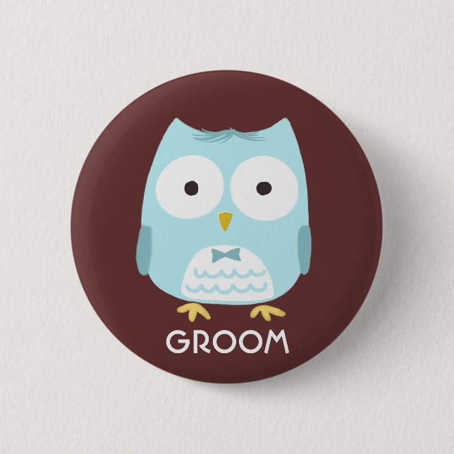 Owl Groom Wear Bow Krawatte | NIEDLICHER Button (Vorderseite)