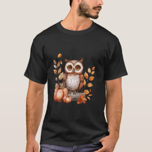 Owl Halloween Autumn Blätter Artwork Pumpkin Trick T-Shirt