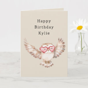 Owl Heart Glasses Birthday Karte