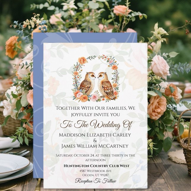 Owl Hochzeit Invi Einladung (Celebrate your special day with this enchanting woodland owl design!)