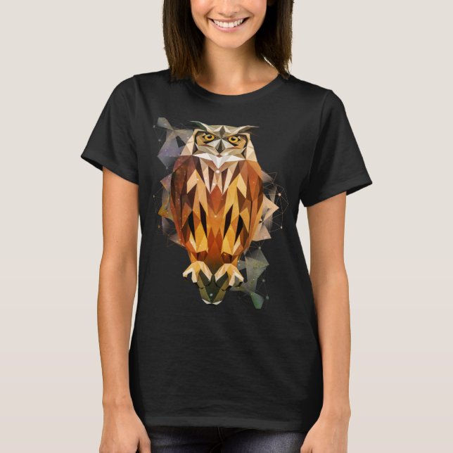 Owl I Cool Low Poly Owl Bird T-Shirt (Vorderseite)