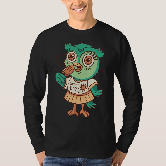 Owl Ice Cream Food Zoo Animals Children Owells T-Shirt (Vorderseite)