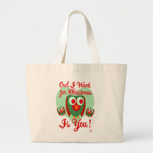 Owl Ich Wollte für Weihnachten Spaß Urlaub Motto Jumbo Stoffbeutel