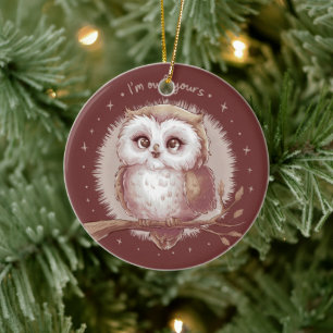 Owl Illustration Niedlich Whimsical Cotattecore Keramik Ornament
