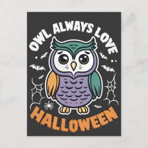 Owl Immer Liebe Halloween Funny Spooky Bird Postkarte