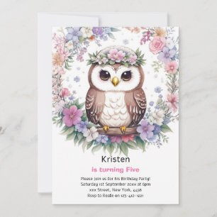 Owl Kids Girl zum Geburtstag Einladung