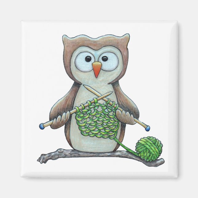 Owl Knitter Magnet (Vorne)