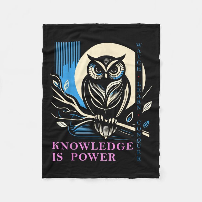 Owl - Knowledge Is Wer - Wisdom Owl Design  Fleecedecke (Vorderseite)