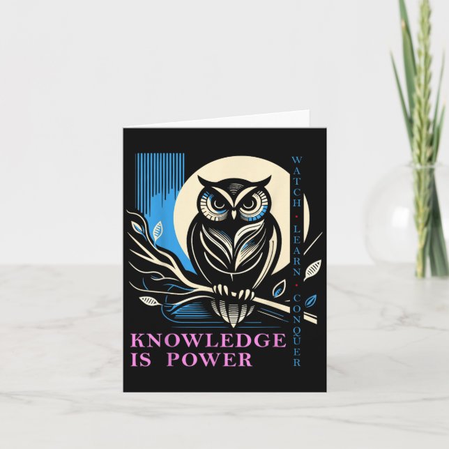Owl - Knowledge Is Wer - Wisdom Owl Design  Karte (Vorderseite)