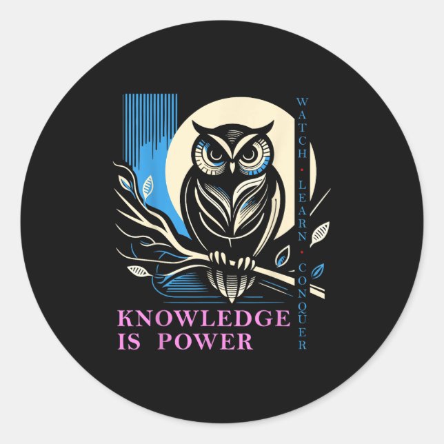 Owl - Knowledge Is Wer - Wisdom Owl Design  Runder Aufkleber (Vorderseite)