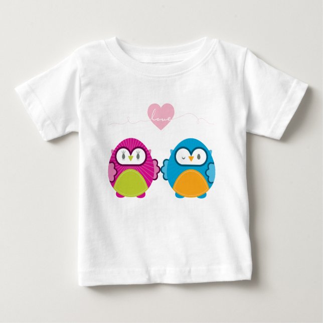 OWL LIEBE:: helles Mädchen + Junge Baby T-shirt (Vorderseite)