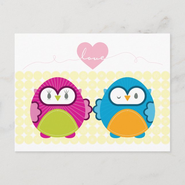 OWL LIEBE:: helles Mädchen + Junge Postkarte (Vorderseite)