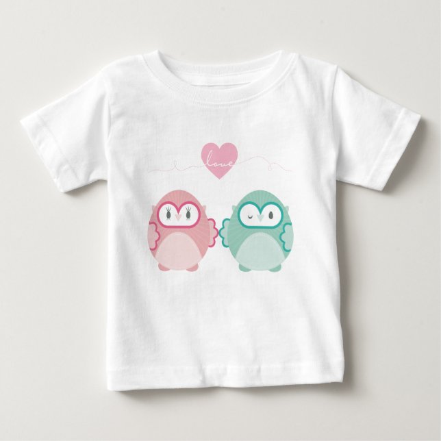OWL LIEBE: Weichtes Mädchen + Junge Baby T-shirt (Vorderseite)