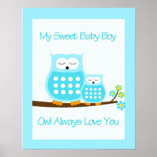 OWL Liebt dich immer (Blau) WANDKUNSTDRUCK 16x20 Poster