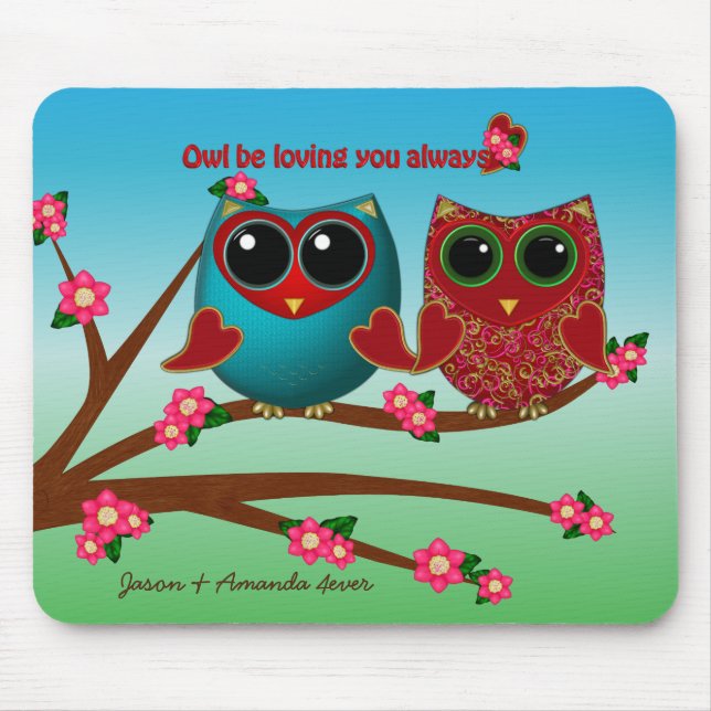 Owl liebt Ihr Computer-Mousepad Mousepad (Vorne)