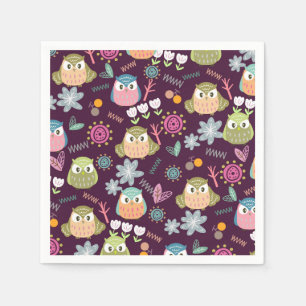 Owl Lila Napkins Serviette