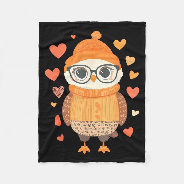Owl Lover Heart Girls Valentine’s Day Women Owl  Fleecedecke (Vorderseite)