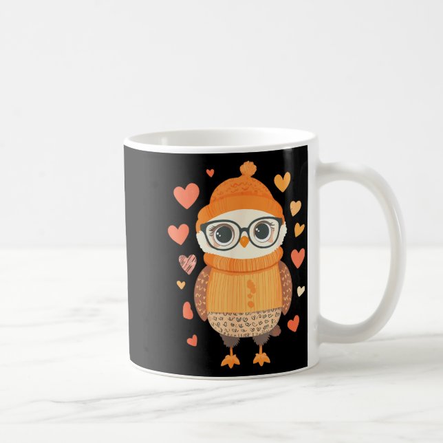 Owl Lover Heart Girls Valentine’s Day Women Owl  Kaffeetasse (Rechts)