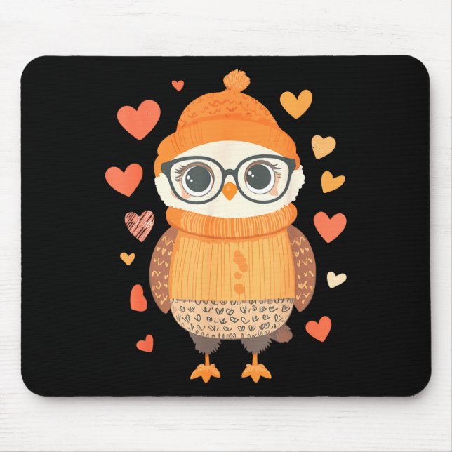 Owl Lover Heart Girls Valentine’s Day Women Owl  Mousepad (Vorne)