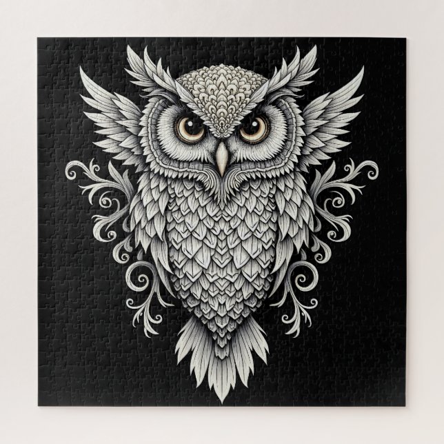 Owl Mandala Puzzle - Detaillierte Vogelkunst (Vertikal)