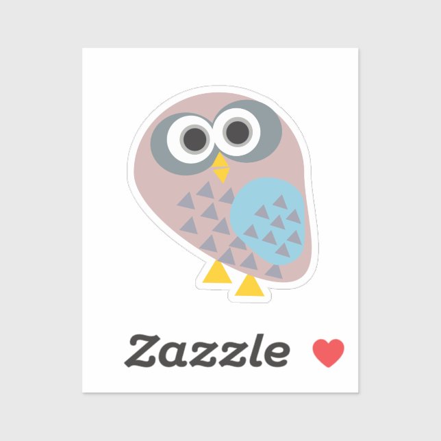 Owl mauve grau aufkleber (Blatt)