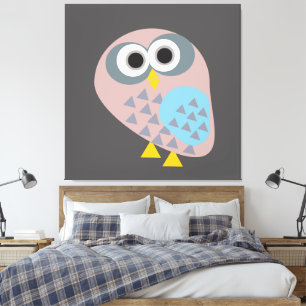 Owl mauve grau leinwanddruck