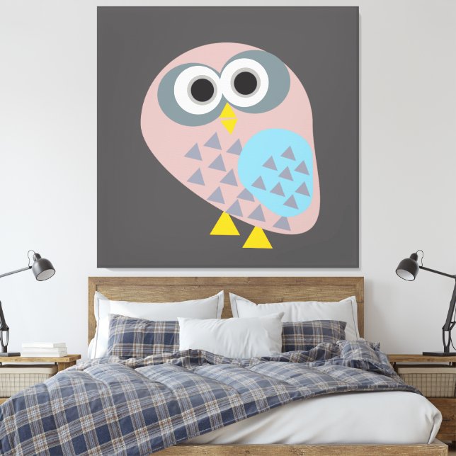 Owl mauve grau leinwanddruck (Insitu (Schlafzimmer))