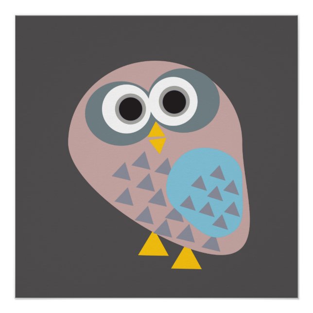 Owl mauve grau poster (Vorderseite)