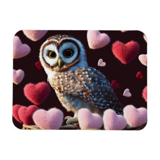 Owl mit Fuzzy Hearts Magnet