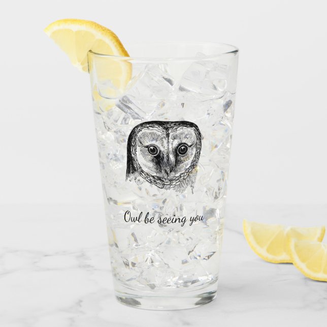 Owl mit Zitat Glas (Vorderseite Ice)
