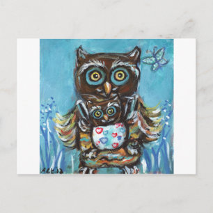 Owl Momma mit Baby Postkarte
