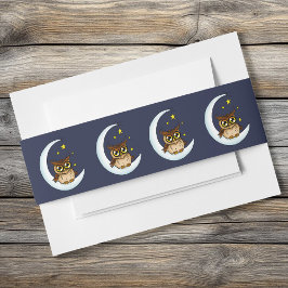 Owl Moon Blue Niedlich Stars Babydusche Einladungsbanderole
