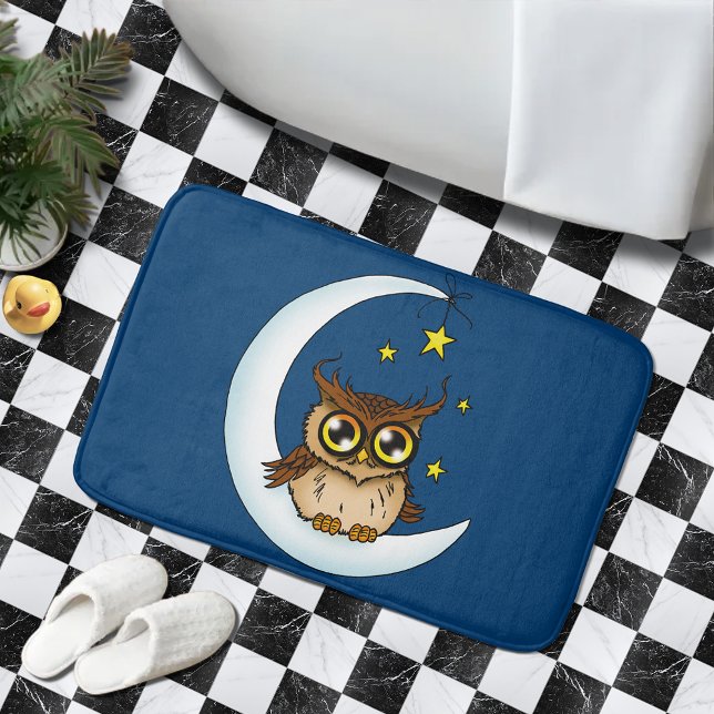 Owl Moon Blue Niedlich Stars Badematte (Von Creator hochgeladen)
