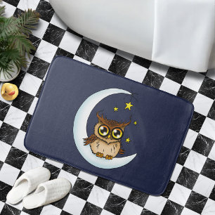 Owl Moon Blue Niedlich Stars Badematte