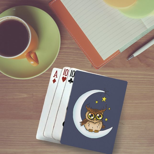 Owl Moon Blue Niedlich Stars Spielkarten (Von Creator hochgeladen)