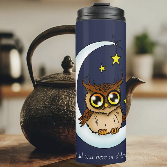 Owl Moon Blue Niedlich Stars Thermosbecher (Von Creator hochgeladen)