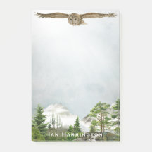 Owl Mountain Landscape Nature Lover Monogram Name