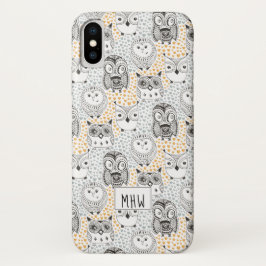 Owl Muster für kundenspezifische Monogramm-Telefon Case-Mate iPhone Hülle