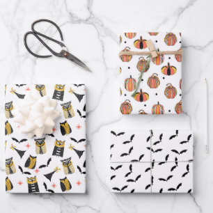 OWL-O-WEEN Halloween-Geschenkverpackungsbögen Geschenkpapier Set