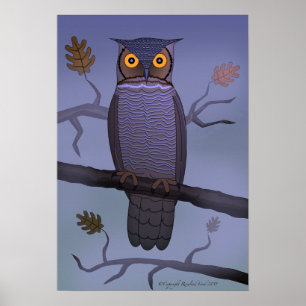Owl on Branch Poster