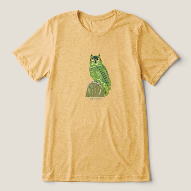 Owl on cactus  Tri-Blend shirt (Design Vorderseite)