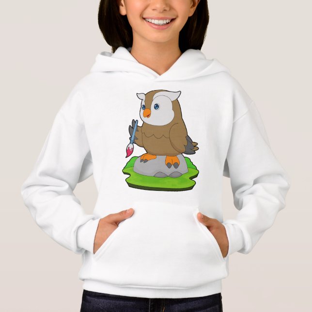 Owl Painter Pinsel Hoodie (Vorderseite)