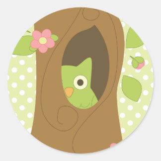 Owl Peeking Runder Aufkleber