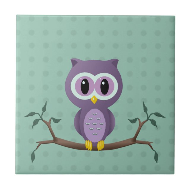 Owl Polka Dot Tile Fliese (Vorderseite)