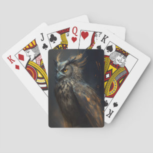 Owl Portrait Animal Nature Dark Painting Spielkarten
