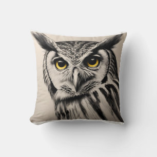 Owl-Portrait- Holzkohleskizze Kissen