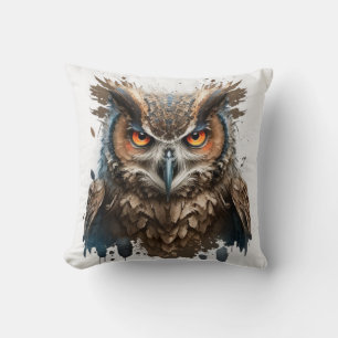 Owl Portrait Tiermalerei Natur im Freien Kunst, Di Kissen