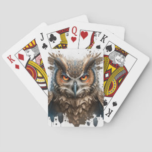 Owl Portrait Tiermalerei Natur im Freien Kunst, Di Spielkarten